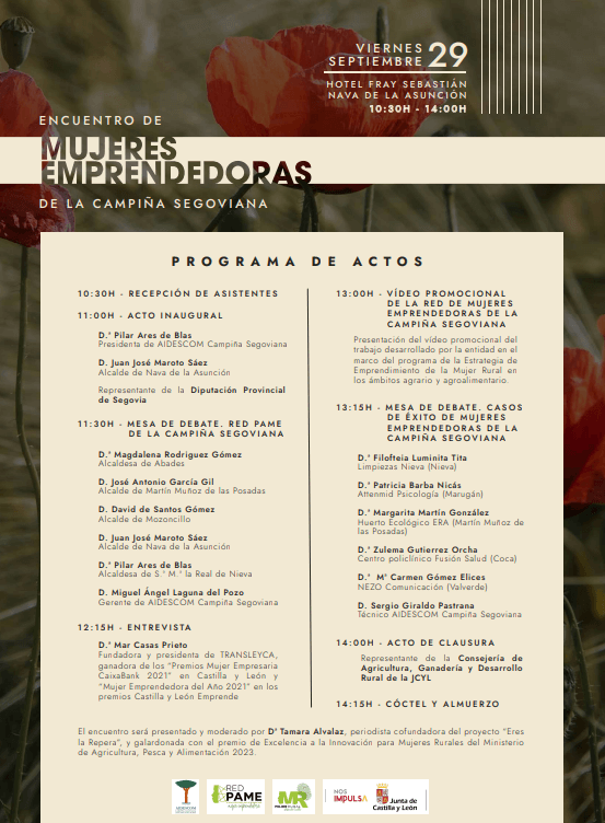Programa del ENCUENTRO DE MUJERES EMPRENDEDORAS DE LA CAMPIÑA SEGOVIANA