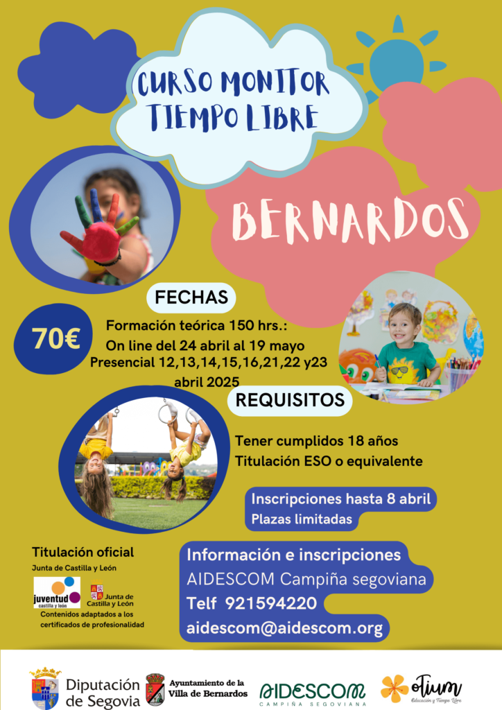 Cartel Curso "MONITOR DE TIEMPO LIBRE" en Bernardos